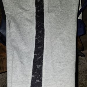 Lane Bryant Gray Leggings with Black Lace Detail